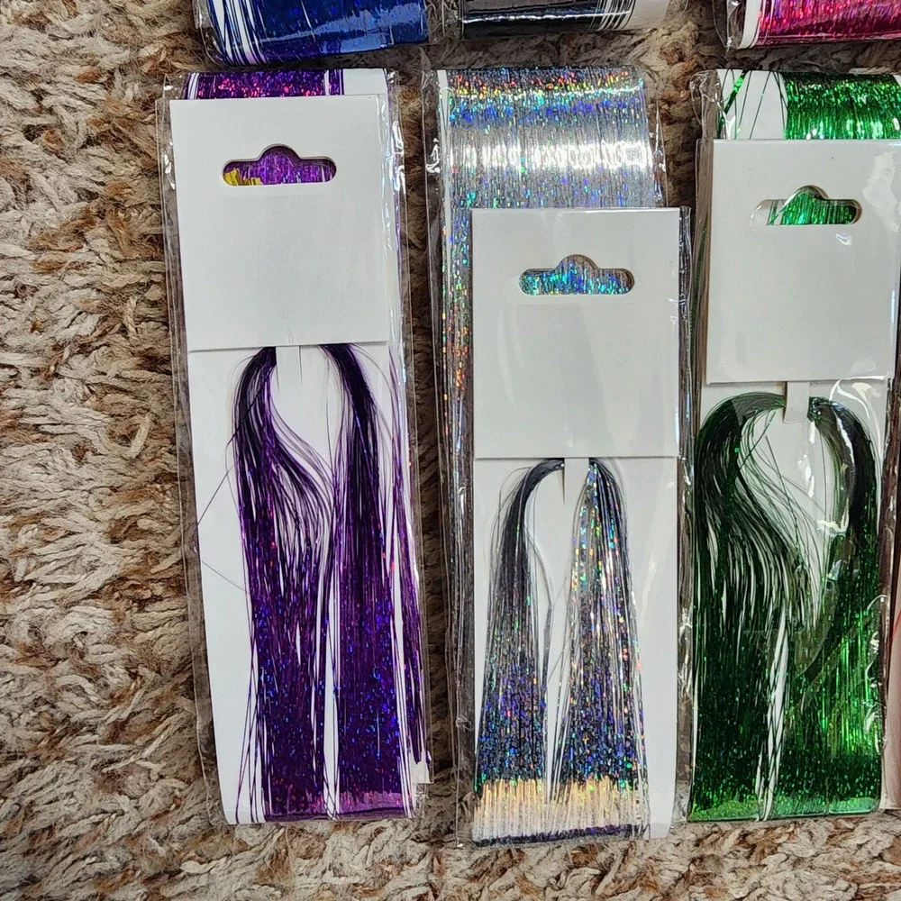 Unbranded Hair Tinsel Set Womens OS Multicolor 10 Pack Sparkle Strands Accessory